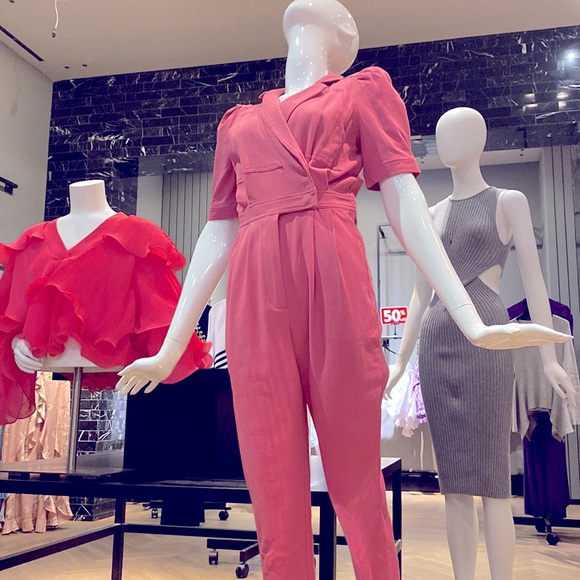 Puff sleeve wrap front denim jumpsuit - Picture 2 of 8